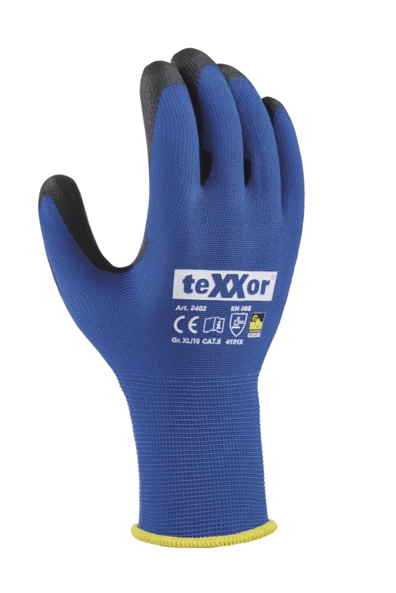 teXXor® Nylon-Strickhandschuhe TOUCH blau/schwarz