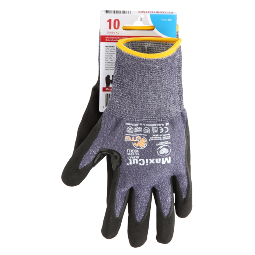 MaxiCut® Ultra™ Nylon-Strickhandschuhe (44-3745 HCT), SB-Verpackung blau/schwarz