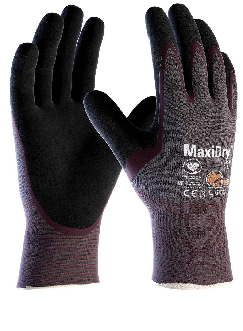 MaxiDry® Nylon-Strickhandschuhe (56-424) lila/schwarz