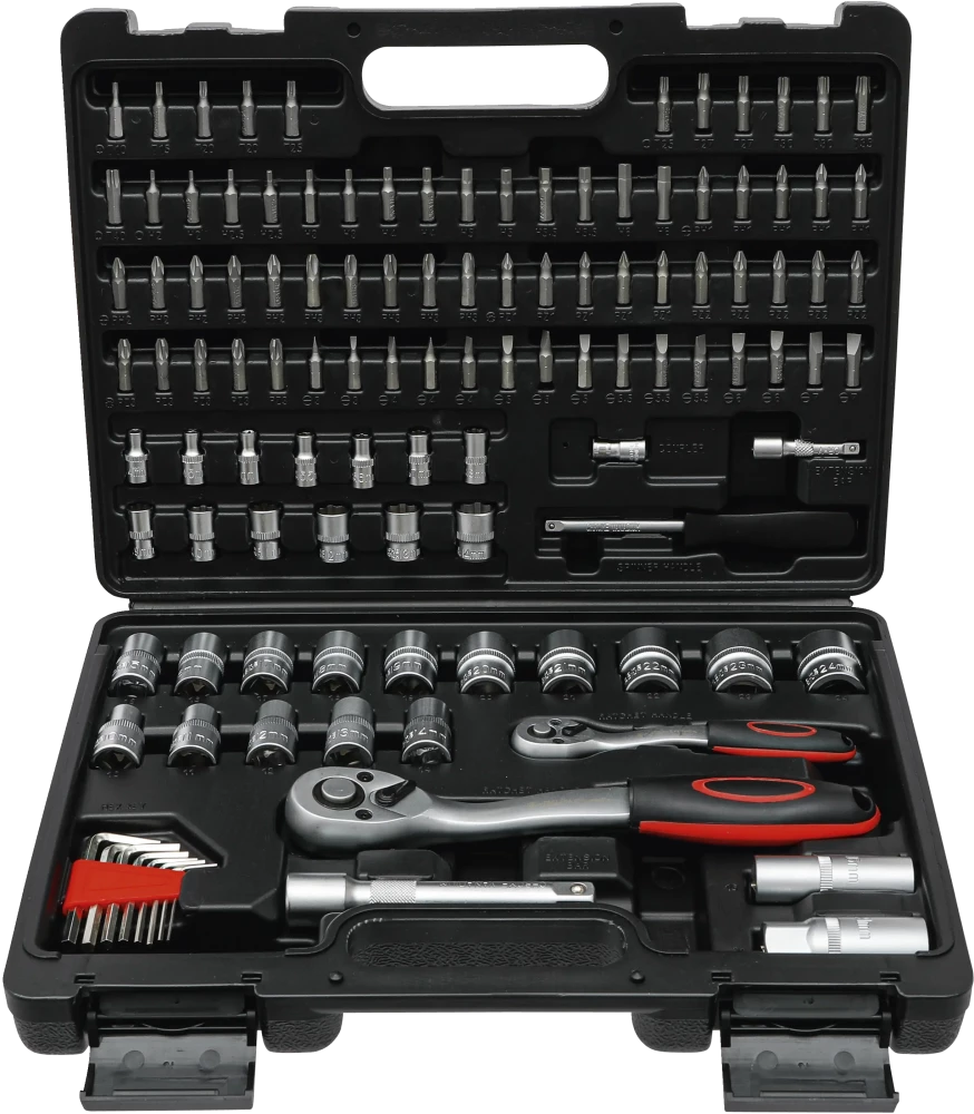 Steckschlüssel-Satz Wellenprofil, Antrieb 6,3 mm (1/4") / 12,5 mm (1/2"), 115-tlg.