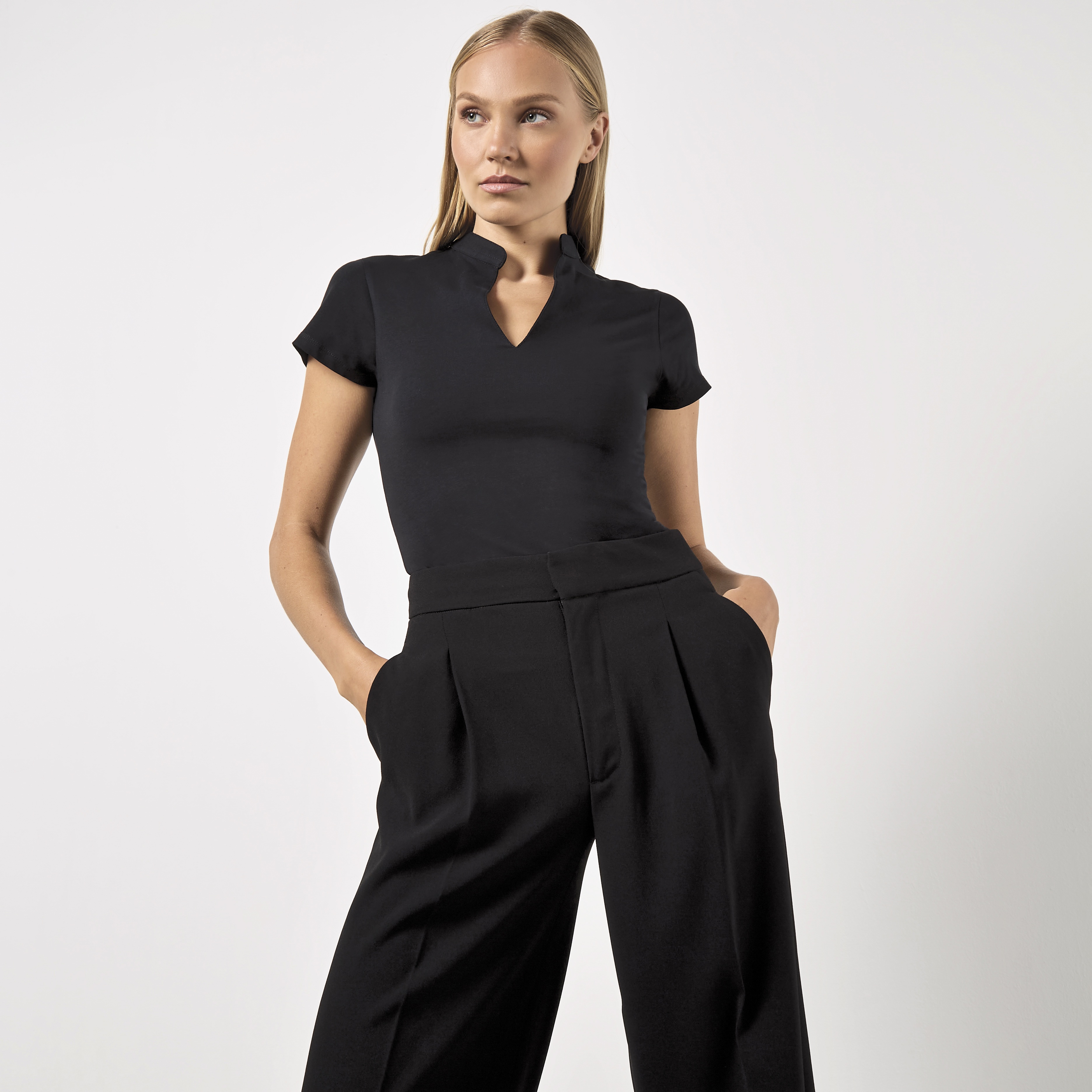 T-Shirt – Women`s Regular Fit Mandarin Collar Top