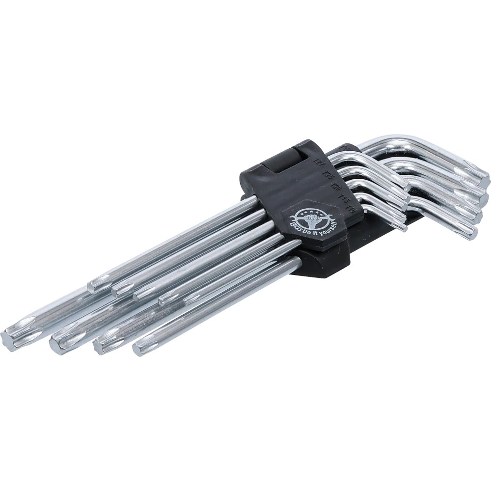 Winkelschlüssel-Satz, lang, T-Profil (für Torx), T10 - T50, 9-tlg.