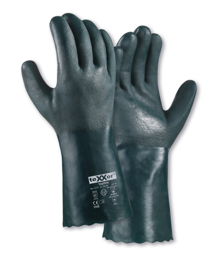 teXXor® Chemikalienschutz-Handschuhe PVC GRÜN grün