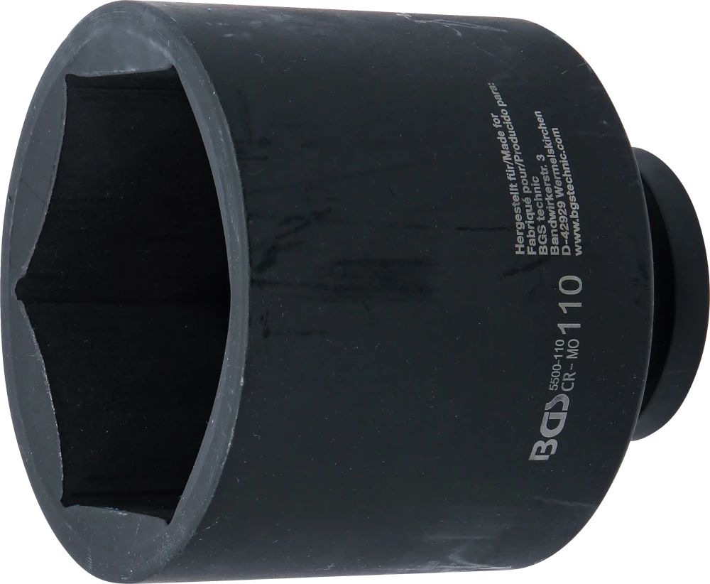 Kraft-Steckschlüssel-Einsatz Sechskant, tief, Antrieb Innenvierkant 25 mm (1"), SW 110 mm