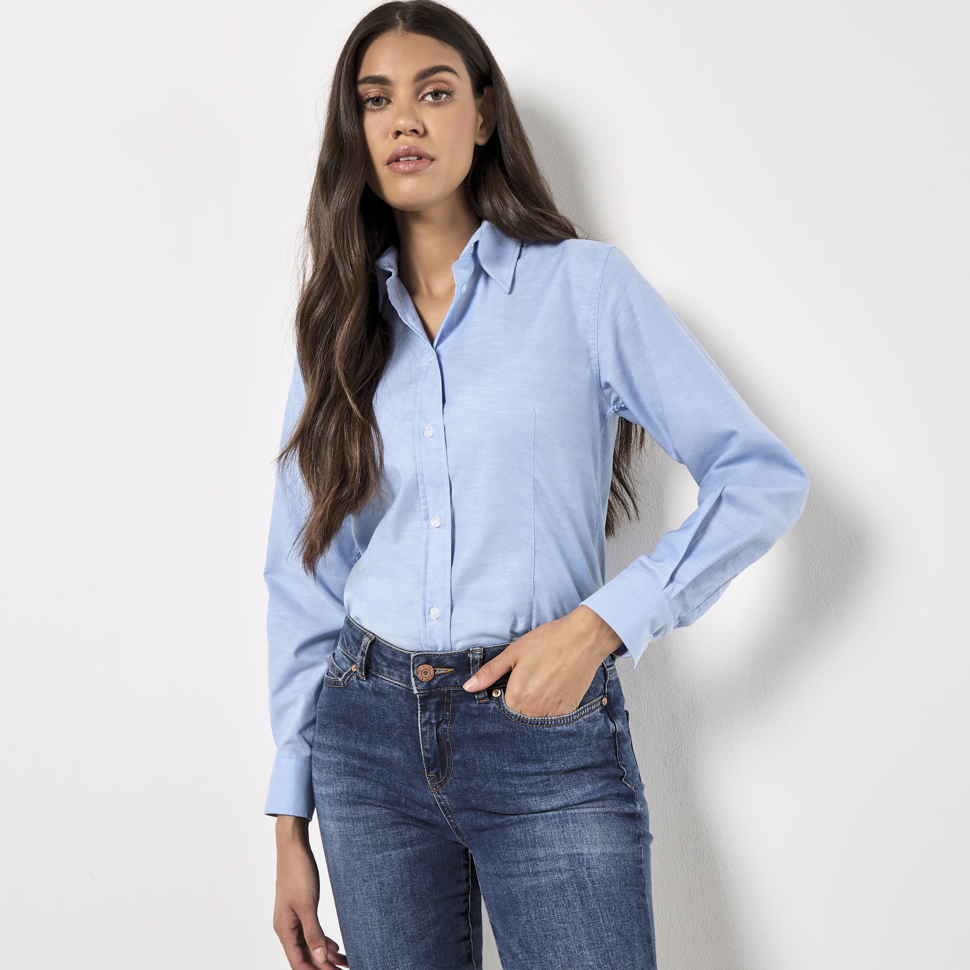 Hemd – Women´s Tailored Fit Workwear Oxford Shirt Long Sleeve