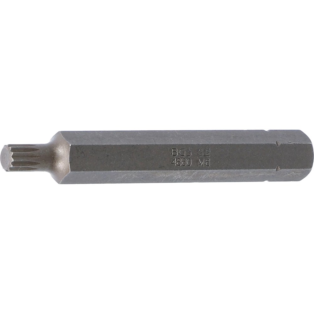 Bit, Länge 75 mm, Antrieb Außensechskant 10 mm (3/8"), Innenvielzahn (für XZN) M6