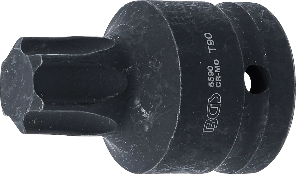 Kraft-Bit-Einsatz, Länge 60 mm, Antrieb Innenvierkant 20 mm (3/4"), T-Profil (für Torx) T90