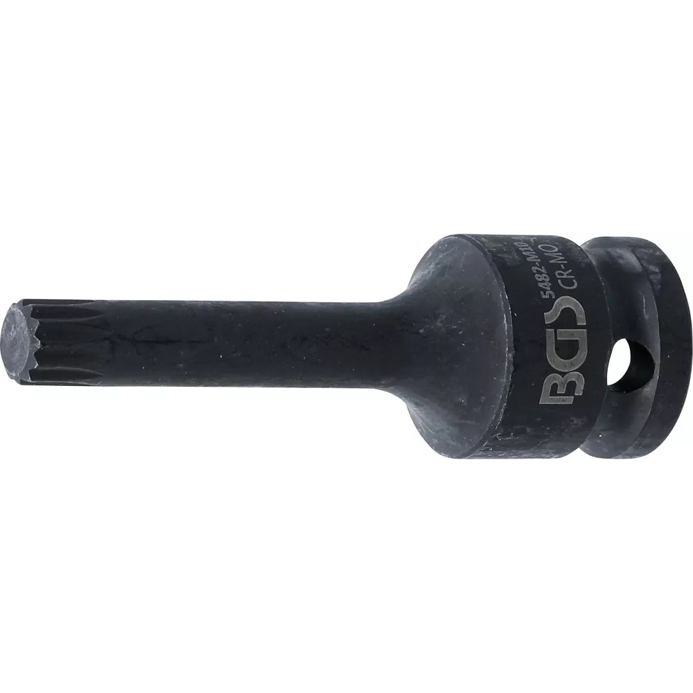 Kraft-Bit-Einsatz, Länge 75 mm, Antrieb Innenvierkant 12,5 mm (1/2"), Innenvielzahn (für XZN) M10