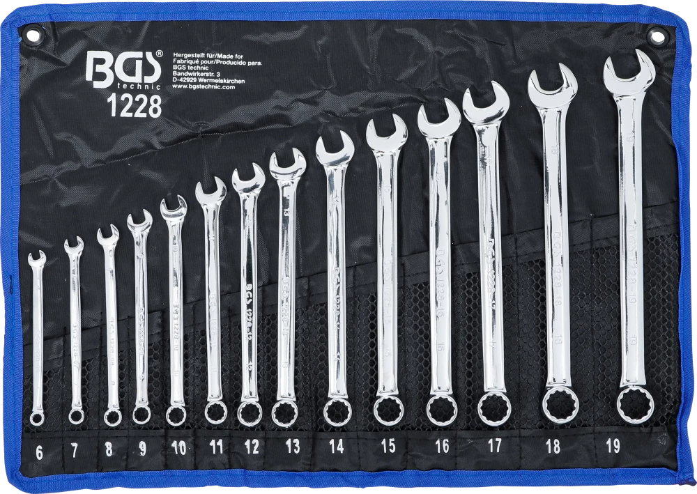 Maul-Ringschlüssel-Satz, extra lang, SW 6 - 19 mm, 14-tlg.