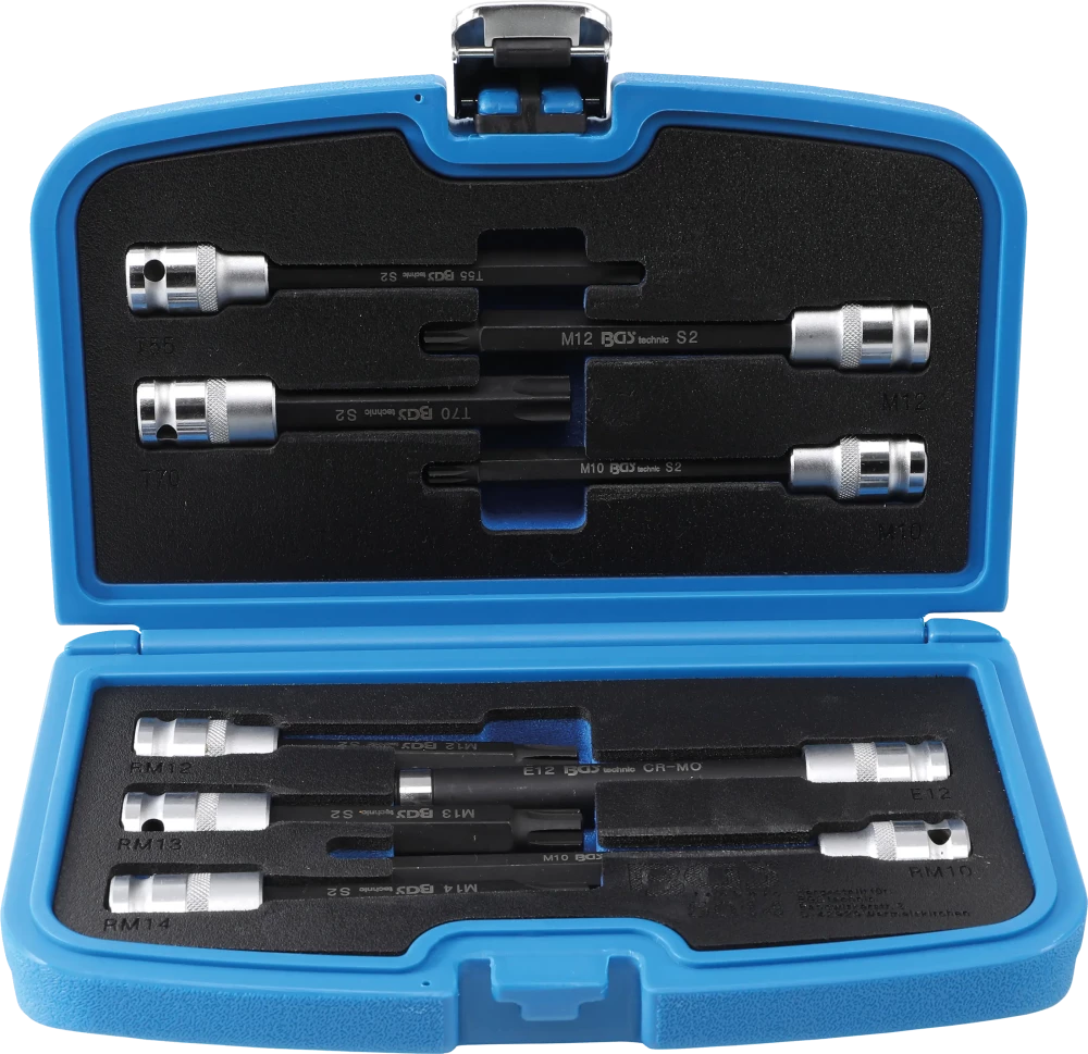 Bit-Einsatz-Satz, für Zylinderkopfschrauben, Antrieb Innenvierkant 12,5 mm (1/2"), 9-tlg.