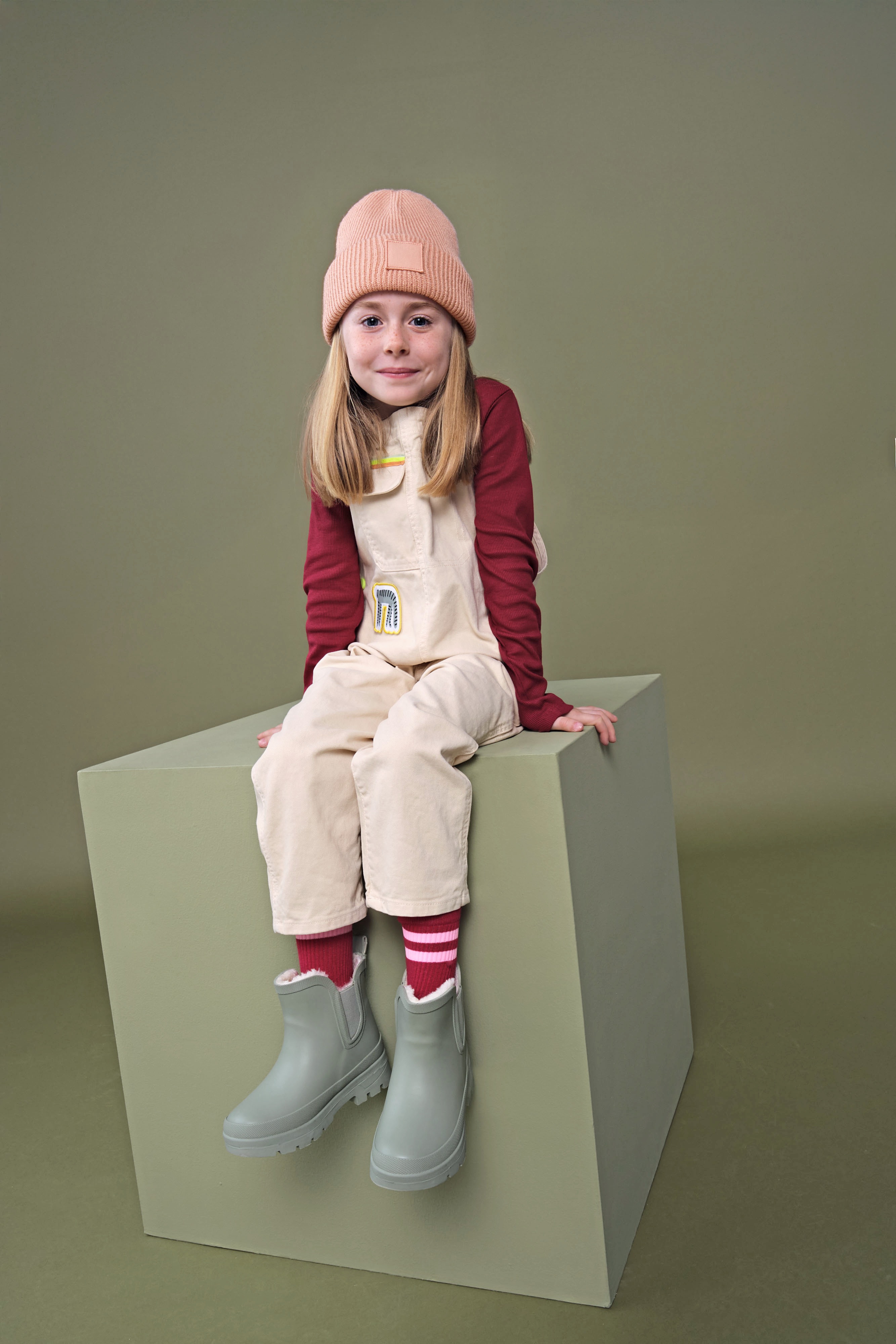 Kids Deep Cuffed Tonal Patch Beanie