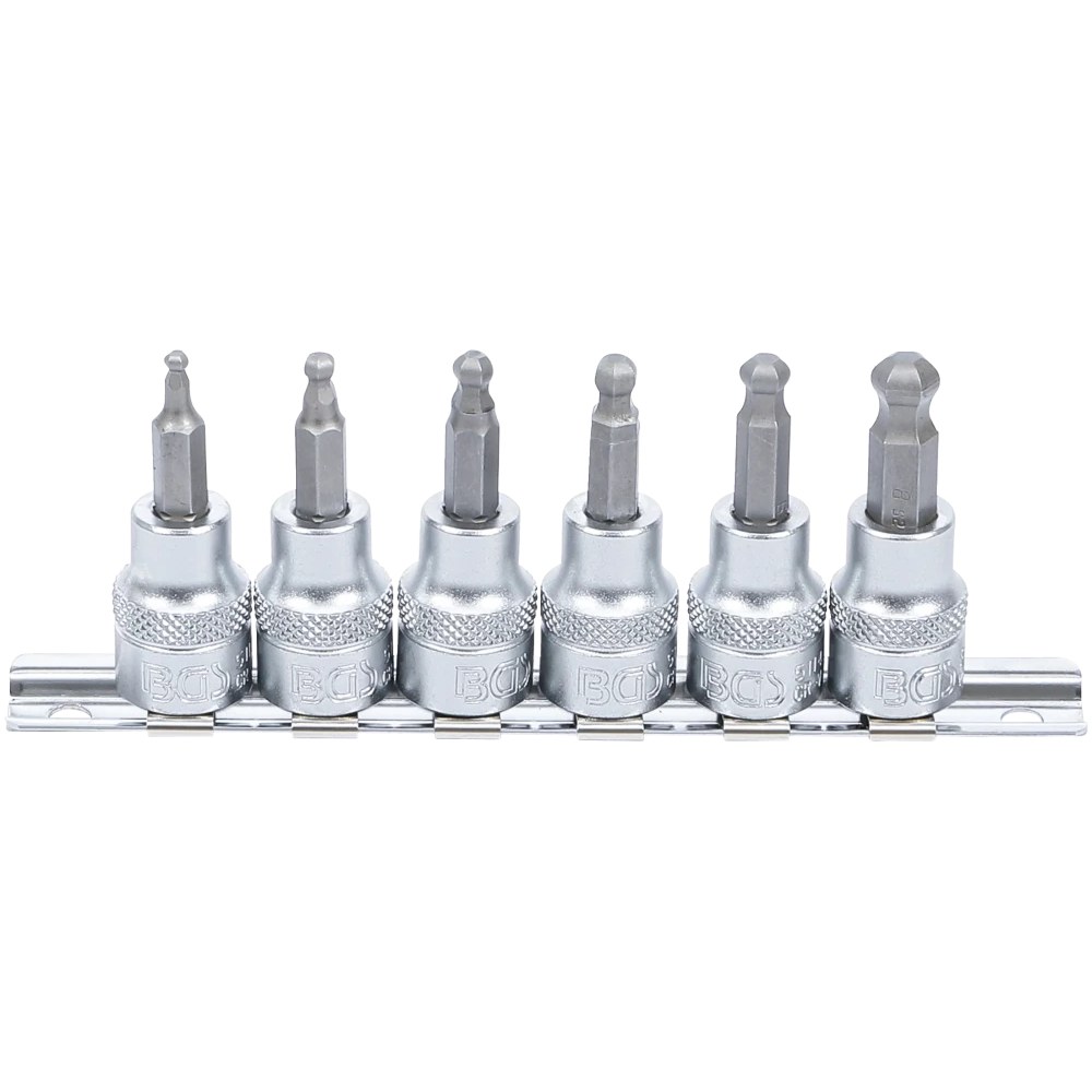 Bit-Einsatz-Satz, Antrieb Innenvierkant 10 mm (3/8"), Innensechskant mit Kugelkopf 3 - 8 mm, 6-tlg.