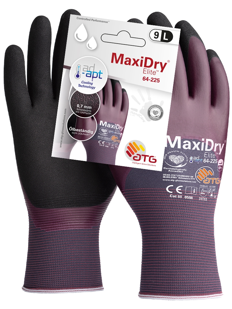 MaxiDry® Elite™ Nylon-Strickhandschuhe (64-225 HCT), SB-Ver. violett/schwarz