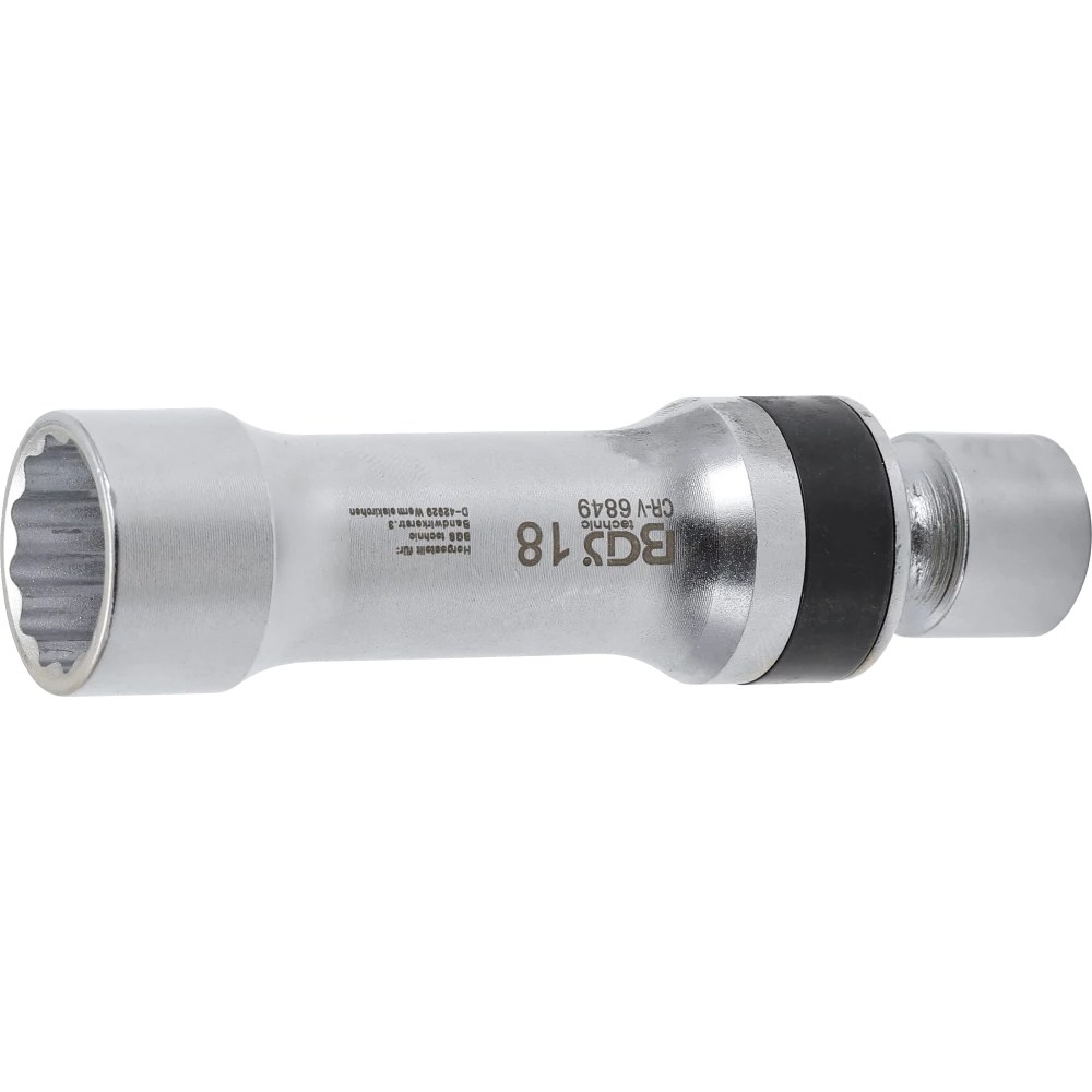Zündkerzen-Gelenkeinsatz Zwölfkant mit Haltefeder, Antrieb Innenvierkant 10 mm (3/8"), SW 18 mm