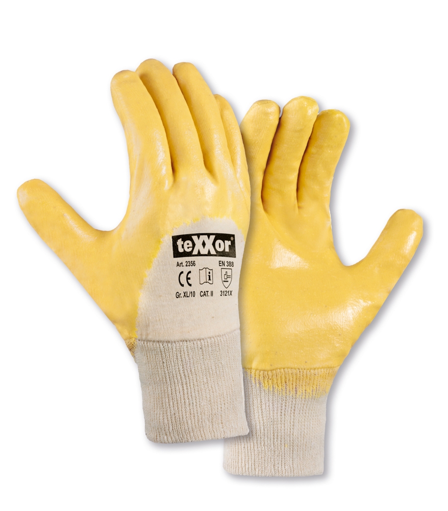 teXXor® Nitril-Handschuhe STRICKBUND gelb/beige