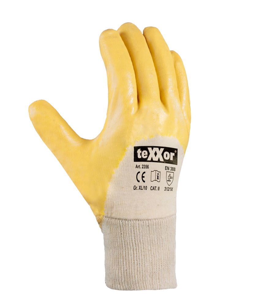 teXXor® Nitril-Handschuhe STRICKBUND gelb/beige