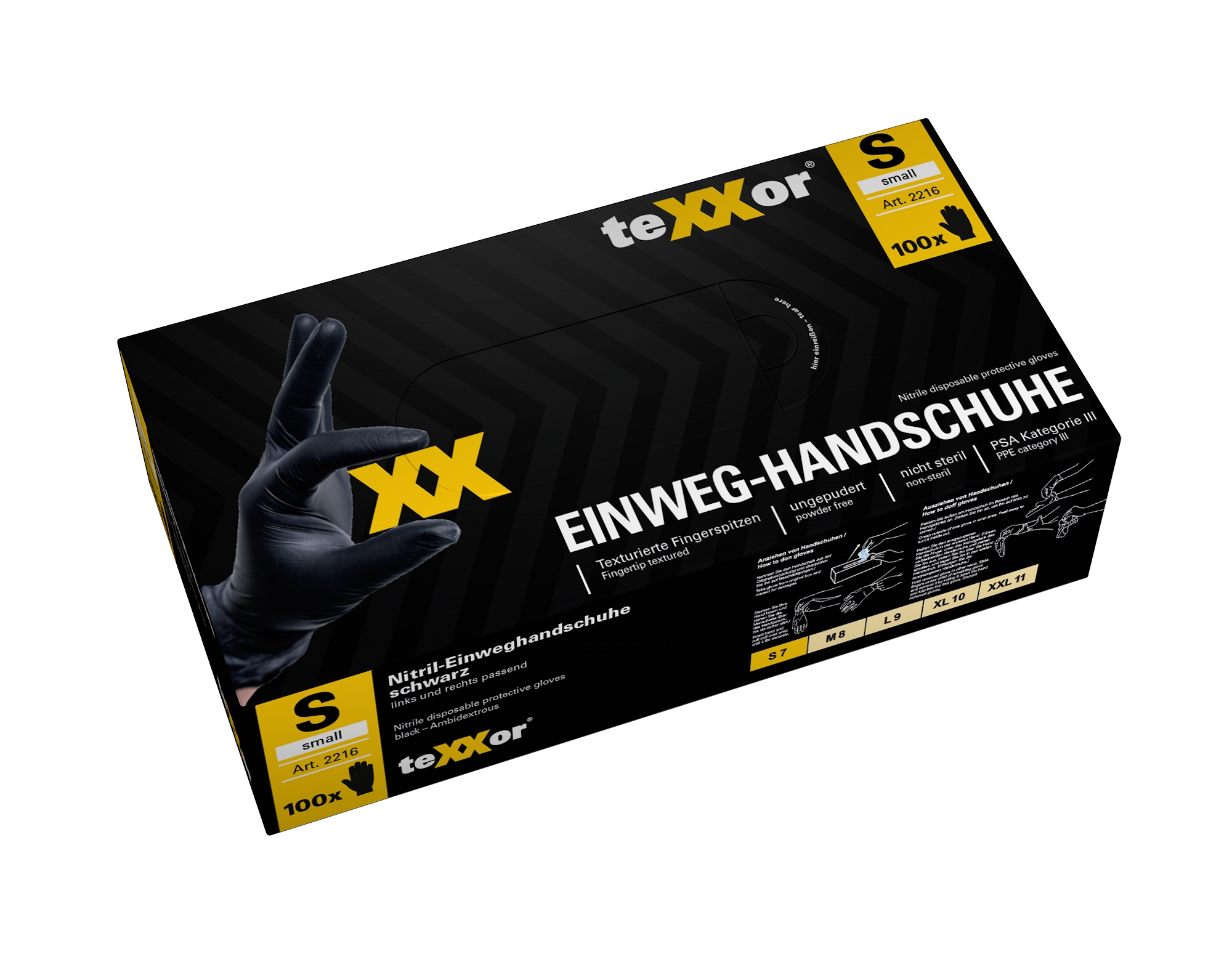 teXXor® Nitril-Einweg-Handschuhe schwarz schwarz