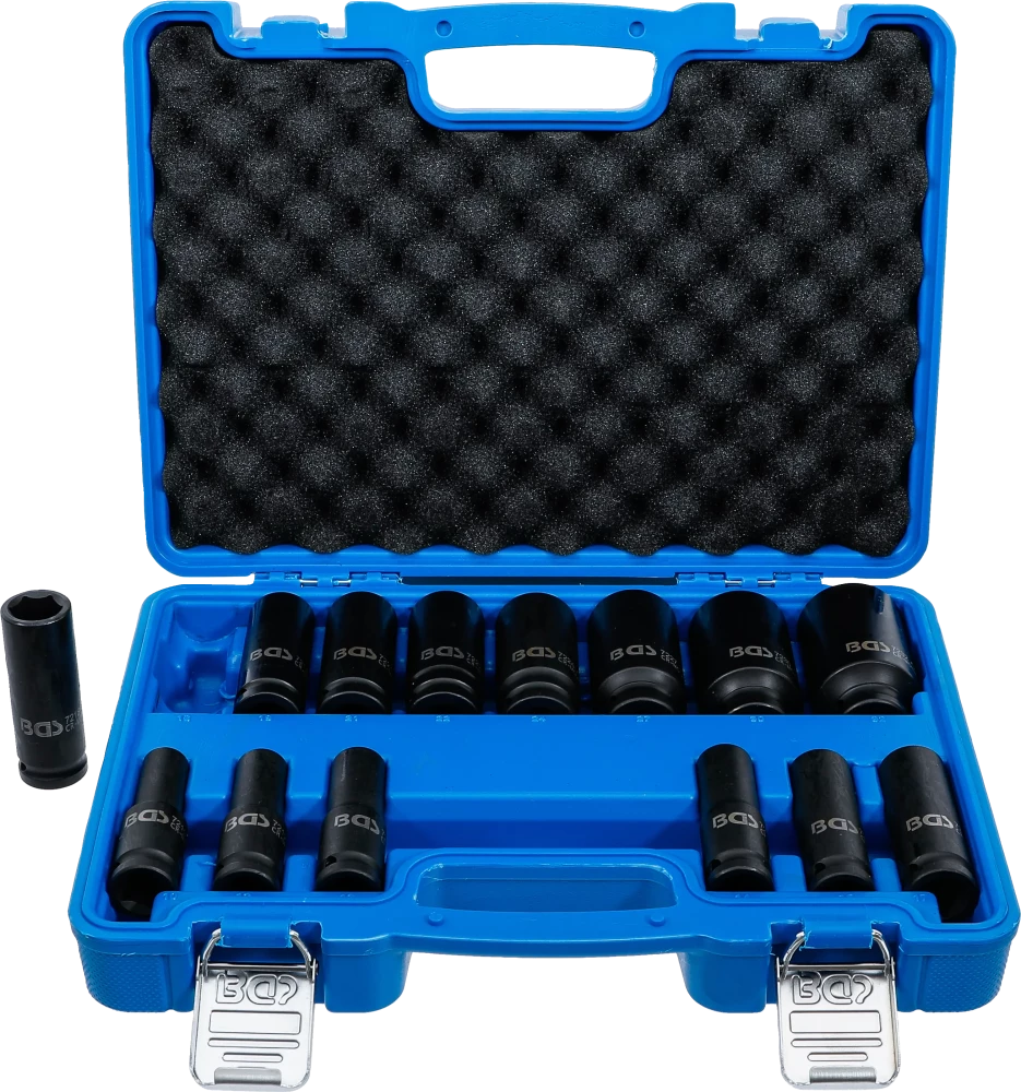 Kraft-Steckschlüssel-Einsatz-Satz Sechskant, Antrieb Innenvierkant 12,5 mm (1/2"), SW 10 - 32 mm, 14-tlg.