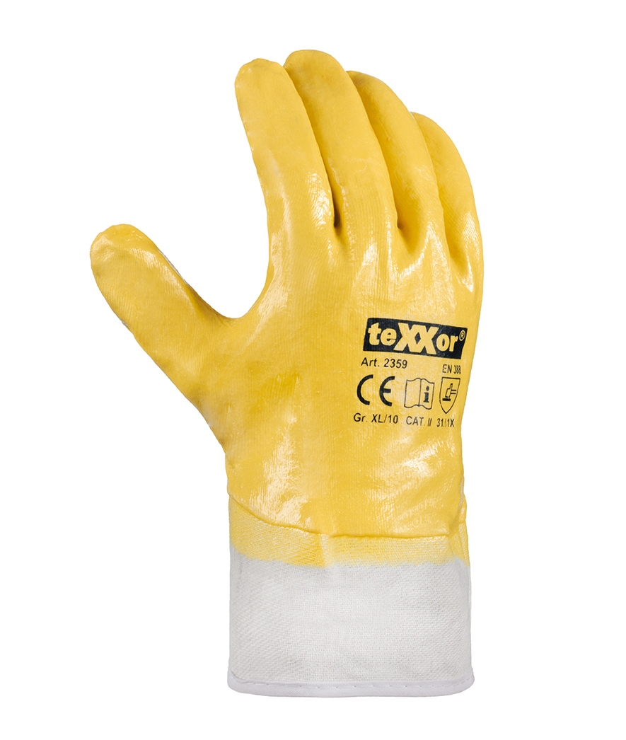 teXXor® Nitril-Handschuhe STULPE gelb/beige
