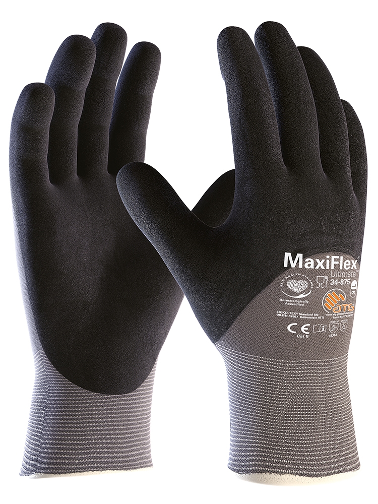 MaxiFlex® Ultimate™ Nylon-Strickhandschuhe (34-875) grau/schwarz