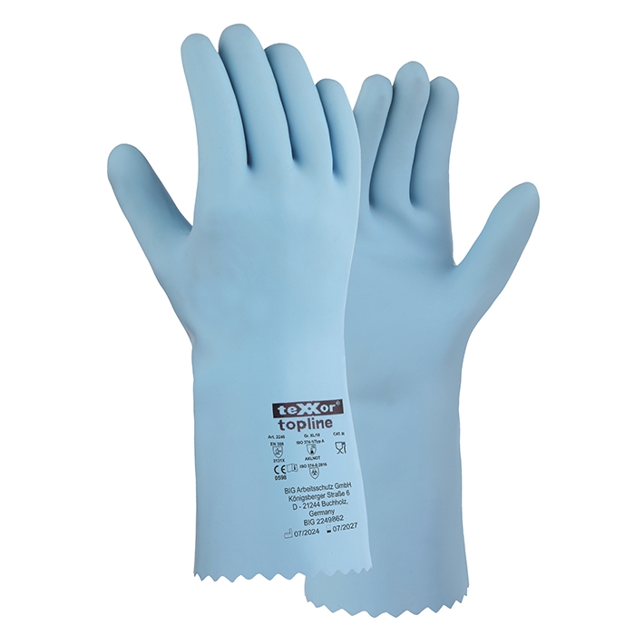 teXXor® Chemikalienschutz-Handschuhe NATURLATEX hellblau