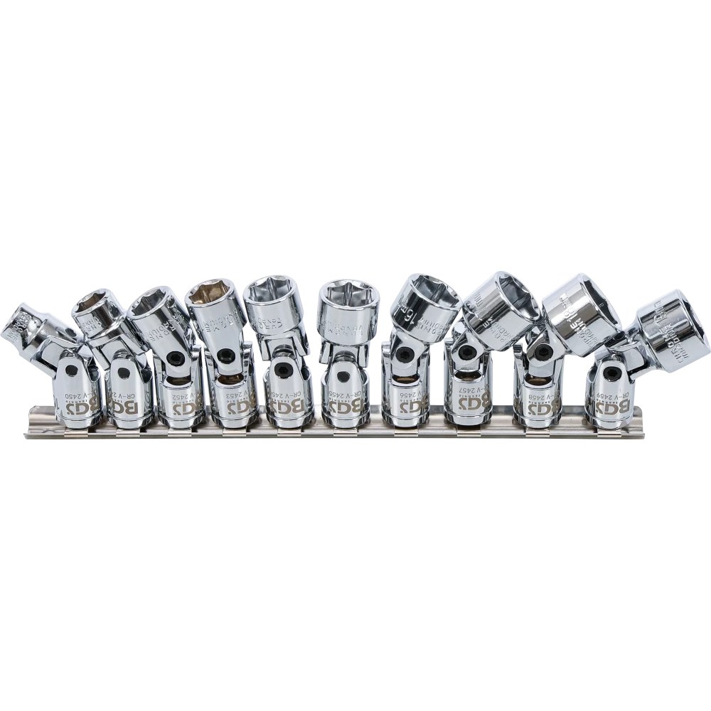 Kardangelenk-Einsatz-Satz Sechskant, Antrieb Innenvierkant 10 mm (3/8"), SW 10 - 19 mm, 10-tlg.
