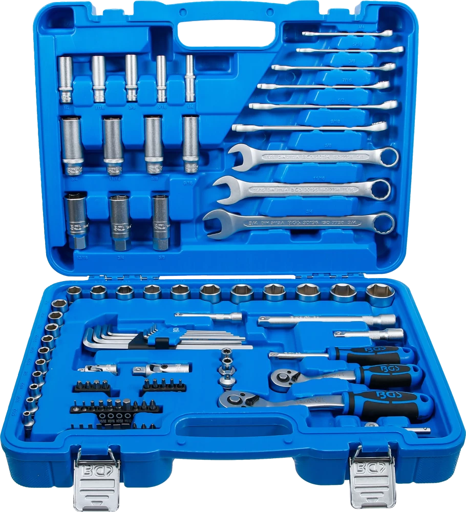 Steckschlüssel-Satz Sechskant, Antrieb 6,3 mm (1/4") / 10 mm (3/8"), Zollgrößen, 92-tlg.