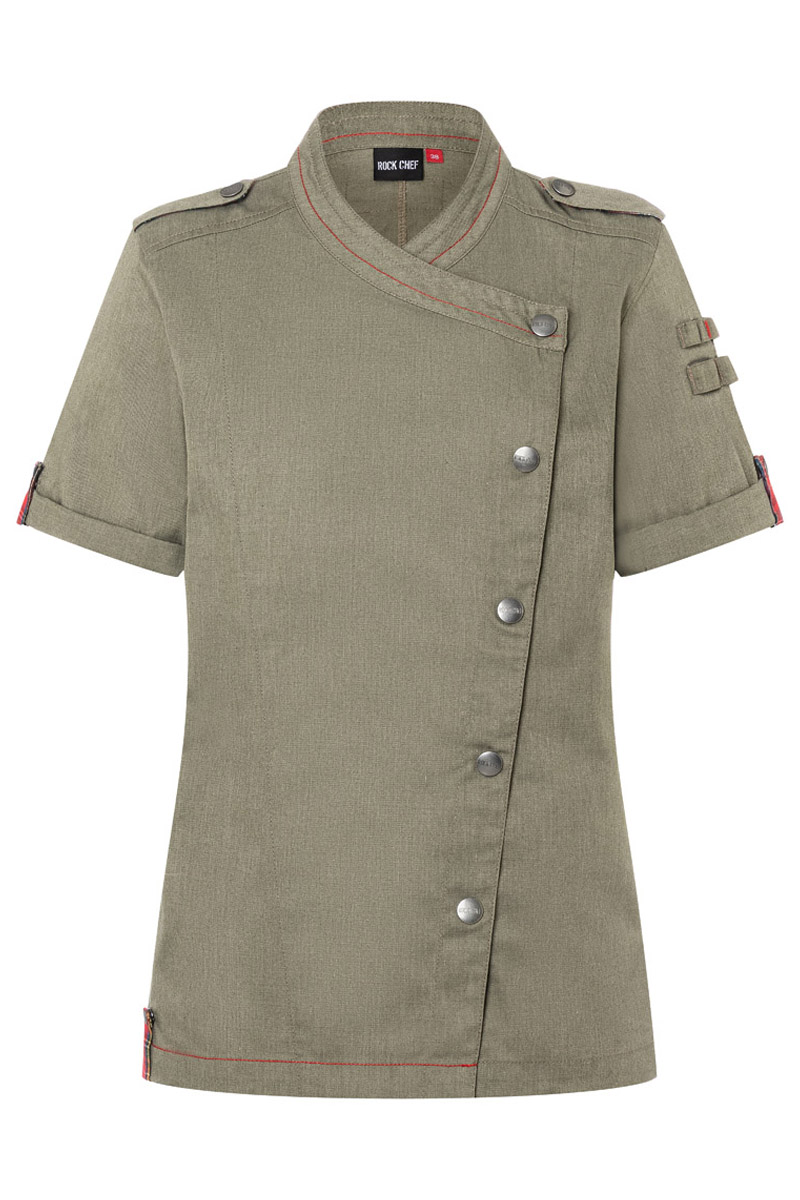 Short-Sleeve Ladies' Chef Jacket Denim-Style ROCK CHEF®-Stage2