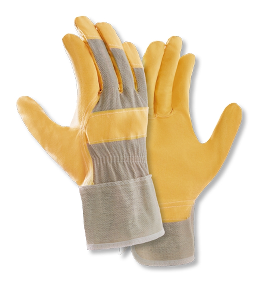 teXXor® Kunstleder-Handschuhe 88 PVWA-TOP Kunstleder gelb/Drell weiß