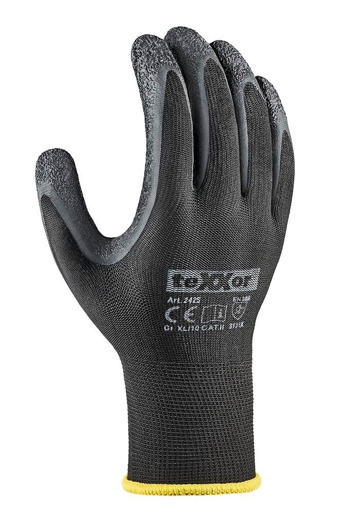 teXXor® Polyester-Strickhandschuhe LATEX schwarz/schwarz
