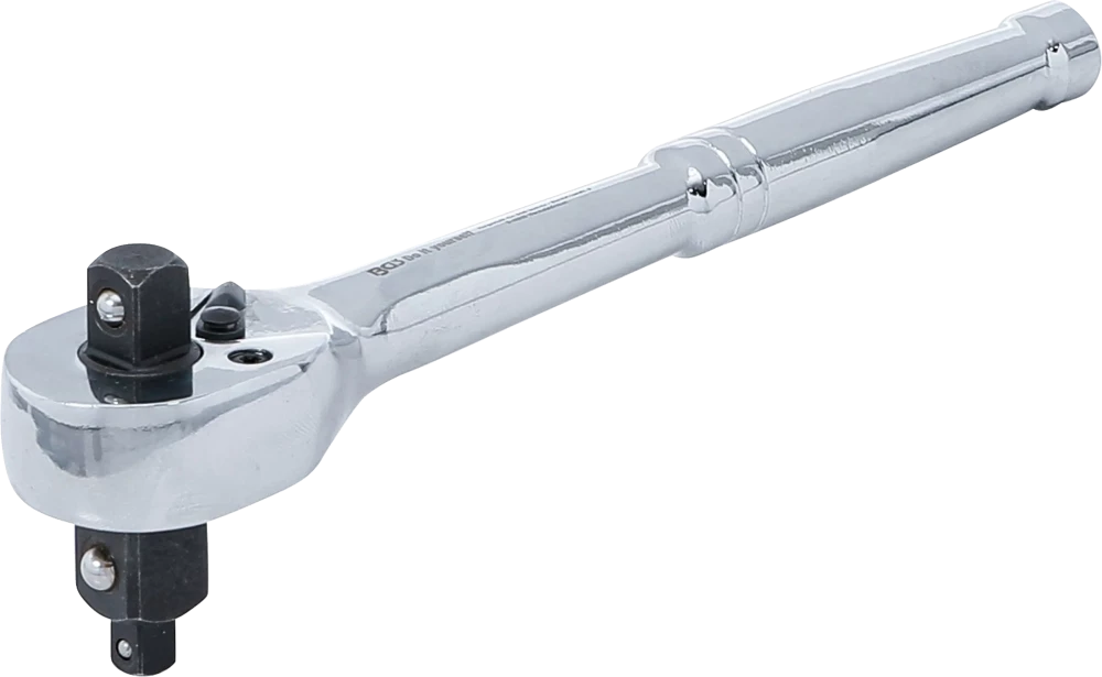 Umschaltknarre, Vollstahl, feinverzahnt, 3-in-1, Abtrieb Außenvierkant 6,3 mm (1/4") / 10 mm (3/8") / 12,5 mm (1/2")