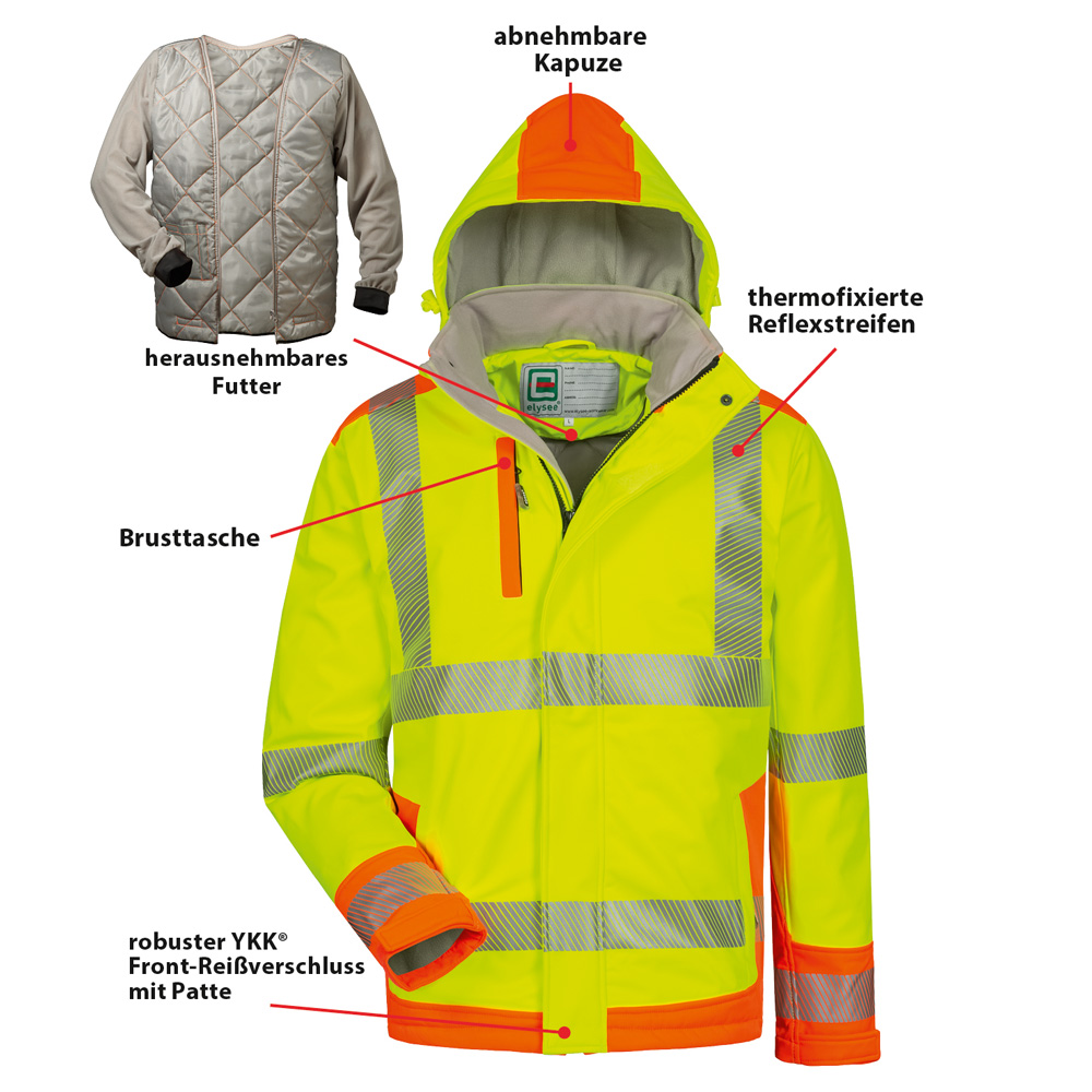 Wattierte Warnschutz-Softshelljacke Rickmer