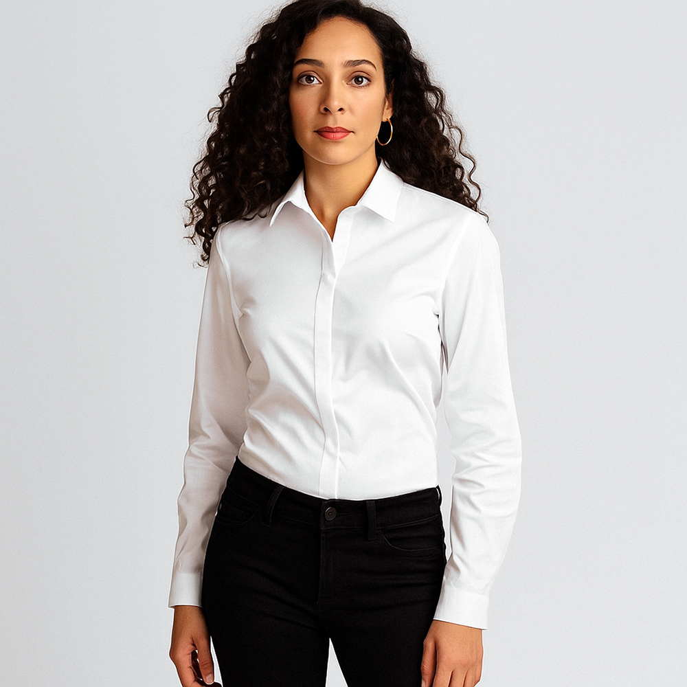 Damen Smokingbluse langarm weiß