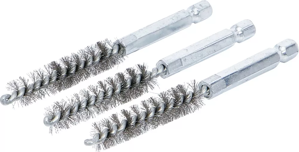 Stahlbürste, 10 mm, Antrieb Außensechskant 6,3 mm (1/4"), 3-tlg.