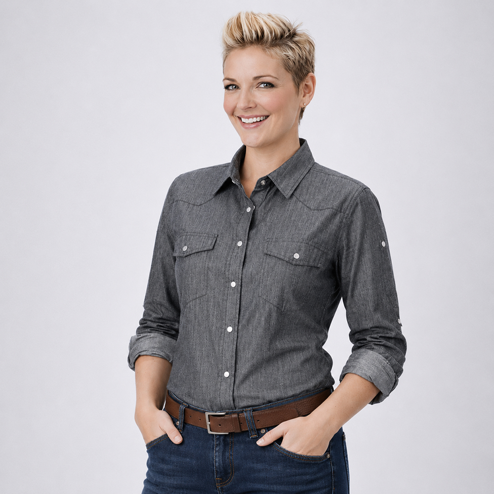 Damen Jeansbluse langarm