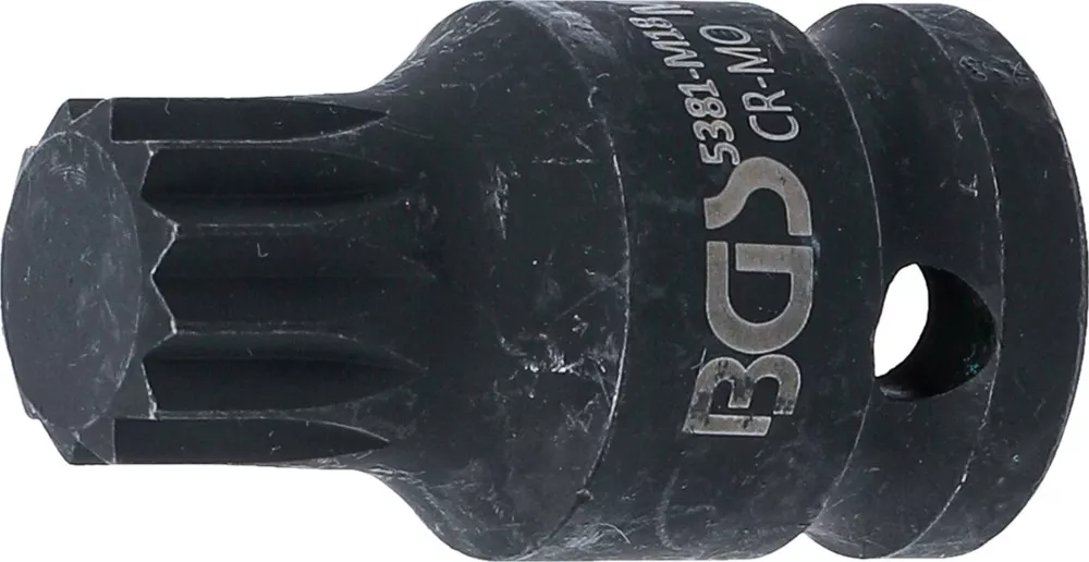 Kraft-Bit-Einsatz, Länge 43 mm, Antrieb Innenvierkant 12,5 mm (1/2"), Innenvielzahn (für XZN) M18