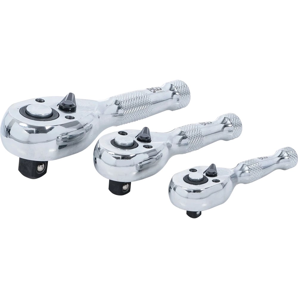 Mini-Umschaltknarren-Satz, 6,3 mm (1/4") / 10 mm (3/8") / 12,5 mm (1/2"), 3-tlg.