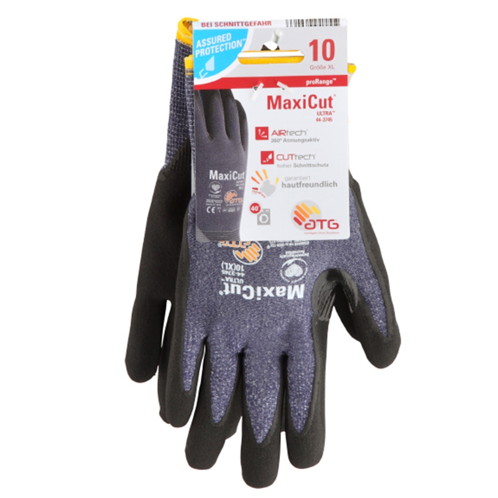 MaxiCut® Ultra™ Nylon-Strickhandschuhe (44-3745 HCT), SB-Verpackung blau/schwarz