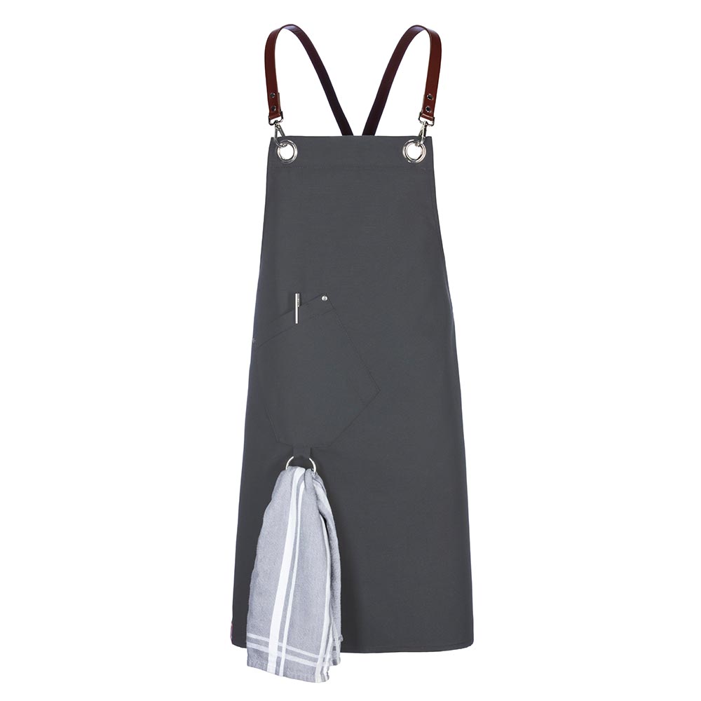 Latzschürze Casual Style mit X-Kreuzung, graphit, B 70 x L 80 cm