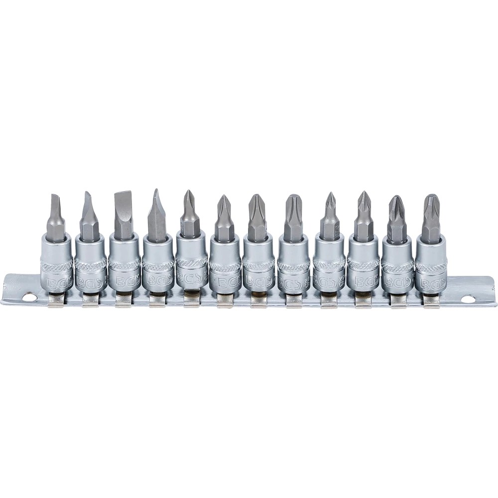 Bit-Einsatz-Satz, Antrieb Innenvierkant 6,3 mm (1/4"), Schlitz, Kreuzschlitz PH, Kreuzschlitz PZ, 12-tlg. 
