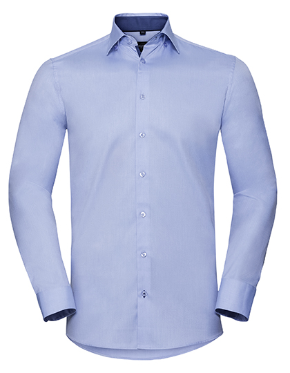 Hemd – Men's Long Sleeve Tailored Contrast Herringbone Shirt