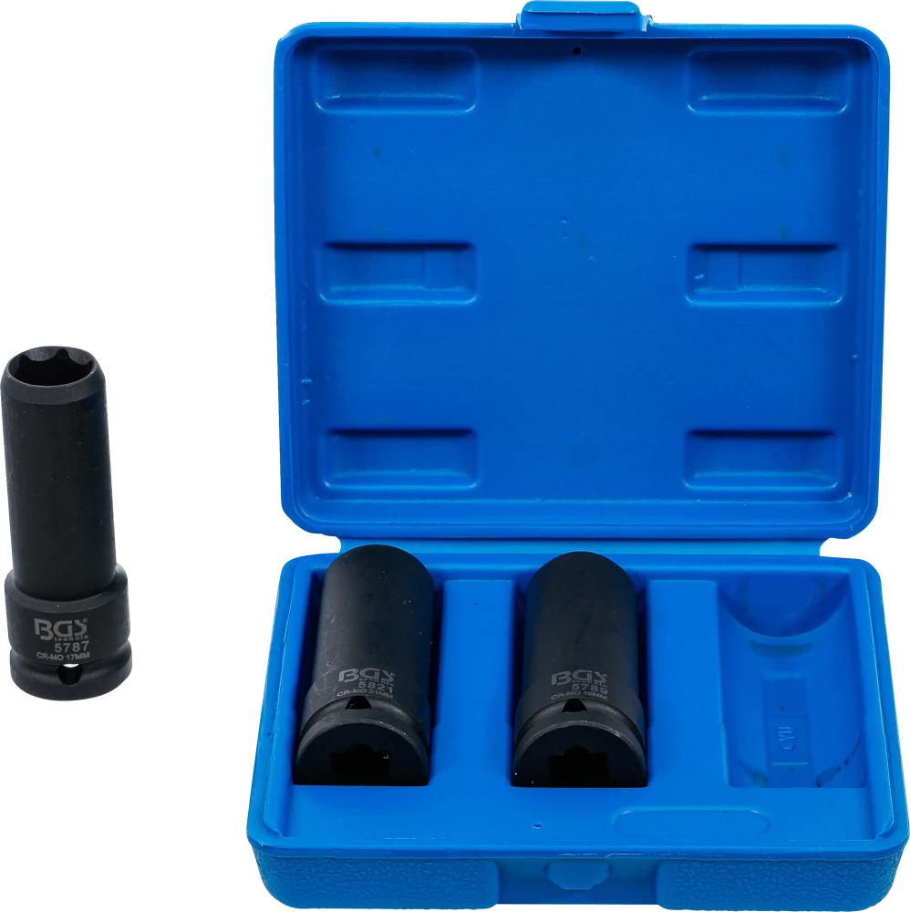 Kraft-Spezial-Steckschlüssel-Einsatz-Satz, Antrieb Innenvierkant 12,5 mm (1/2"), SW 17 / 19 / 21 mm, 3-tlg.