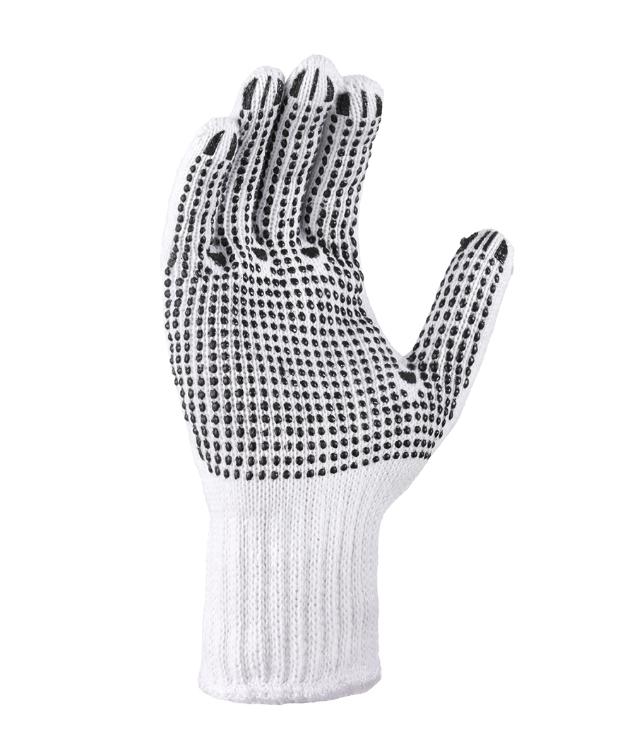 teXXor® Grobstrick-Handschuhe BAUMWOLLE/POLYESTER weiß/schwarze Noppen