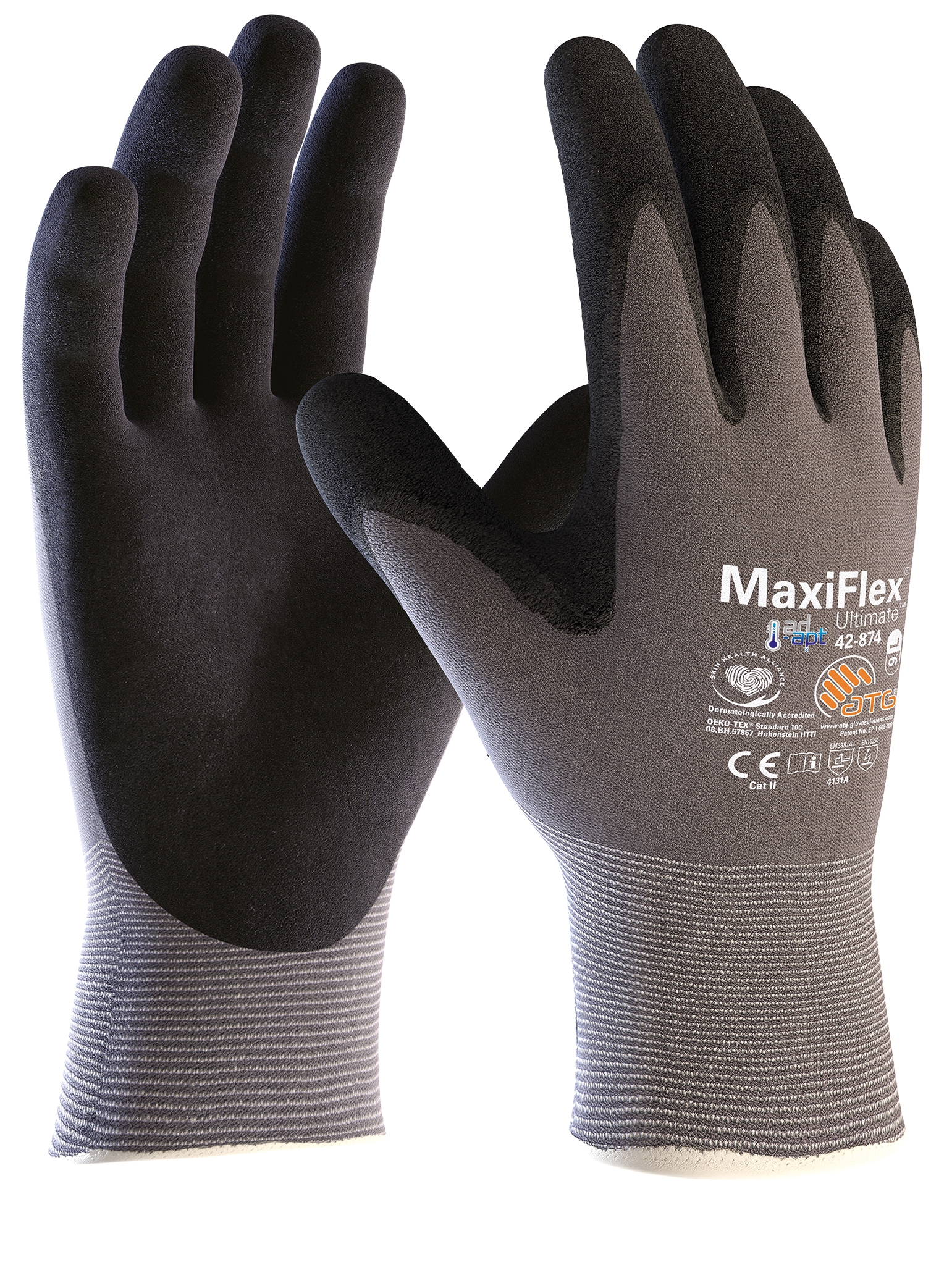 MaxiFlex® Ultimate™ AD-APT® Nylon-Strickhandschuhe (42-874) grau/schwarz
