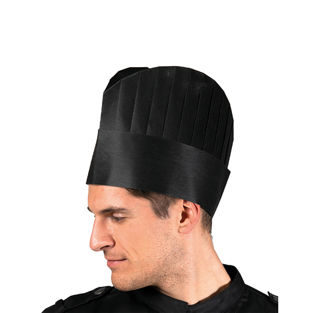 Einweg Papier-Kochmütze H 25 cm, schwarz, 10er Pack