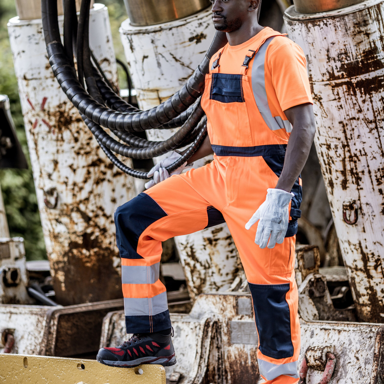 Warn-Latzhose MOTION TEX VIZ neonorange / marineblau