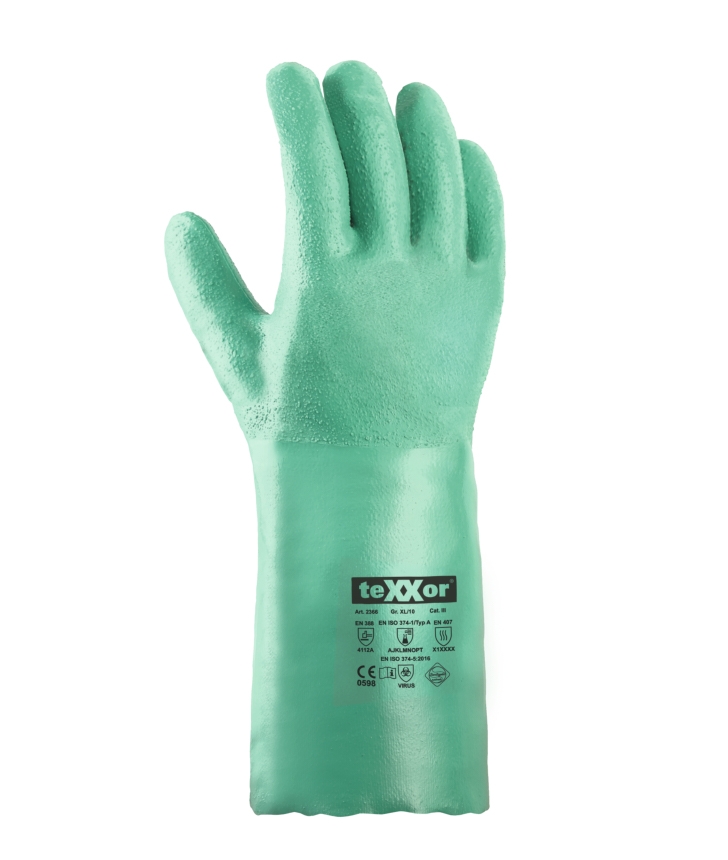 teXXor® Nitril-Handschuhe GERAUTE OBERFLÄCHE grün
