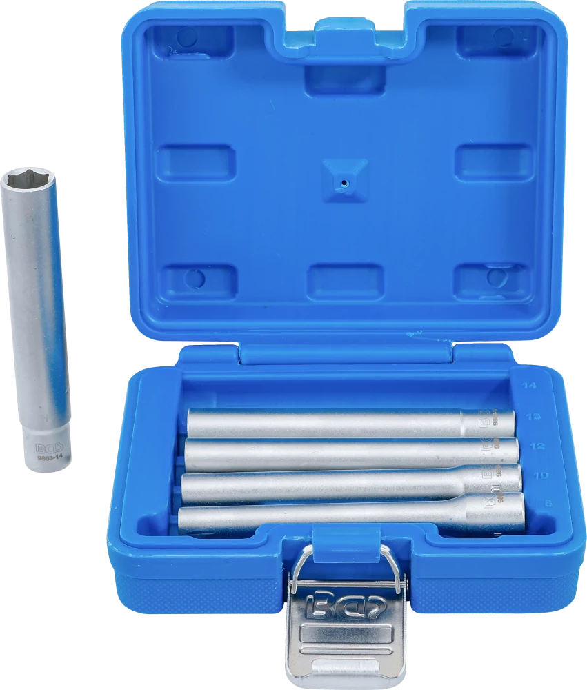 Steckschlüssel-Einsatz-Satz, Sechskant, extra tief, Antrieb Innenvierkant 10 mm (3/8"), SW 8 - 14 mm, 5-tlg.