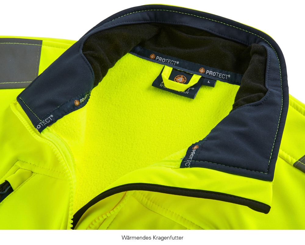 4PROTECT® Warnschutz-Softshelljacke PITTSBURGH leuchtgelb/navy