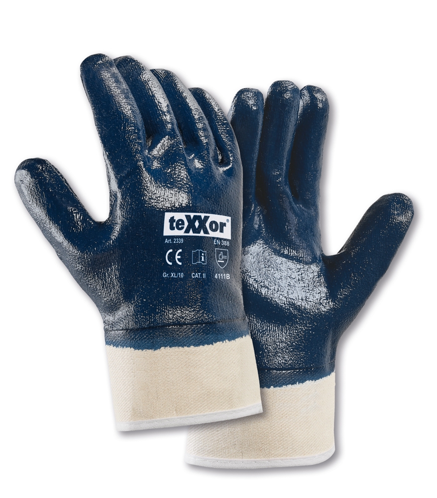 teXXor® Nitril-Handschuhe STULPE beige/blau